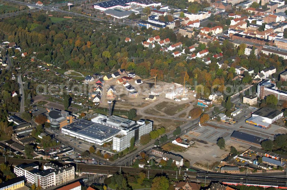 Magdeburg from above - Bau eines Neubaugebietes an der Lübecker Straße und Insleber Straße im Magdeburger Bezirk Alte Neustadt.