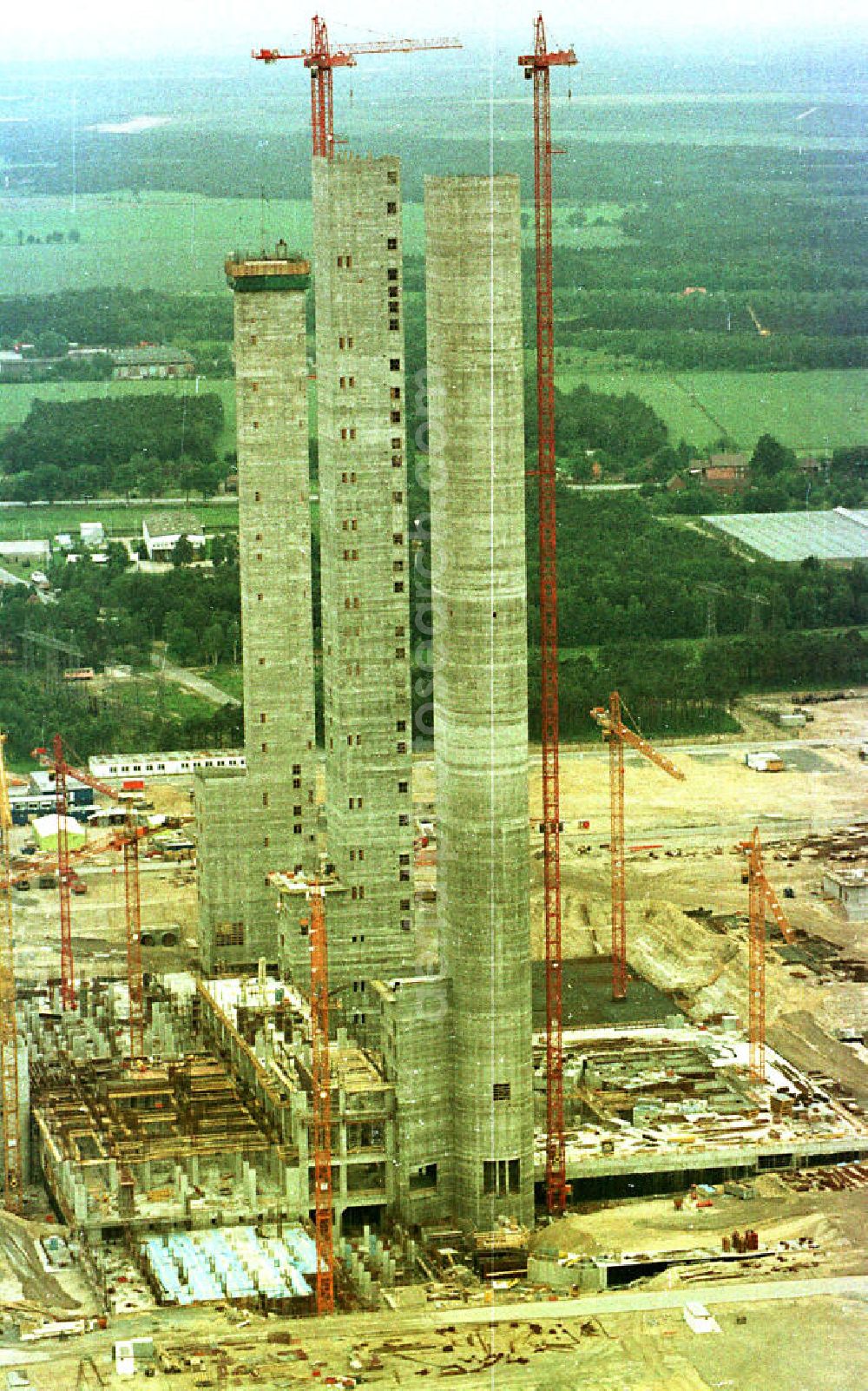 Aerial photograph Schwarze Pumpe / BRB - Bau der Gleitkerne des neuen Kraftwerkes Schwarze Pumpe / Brandenburg.