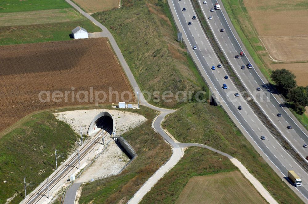 Aerial image Stammham - Bau der ICE-Strecke zwischen Ingolstadt und Stammham uaf der Bundesstraße A9.