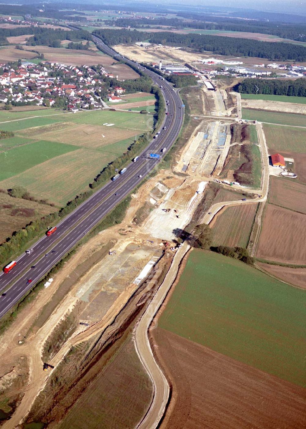 Aerial photograph Stammham - 30.09.2002 Bau der ICE Strecke zwischen Nürnberg und Ingoldstadt in Bayern