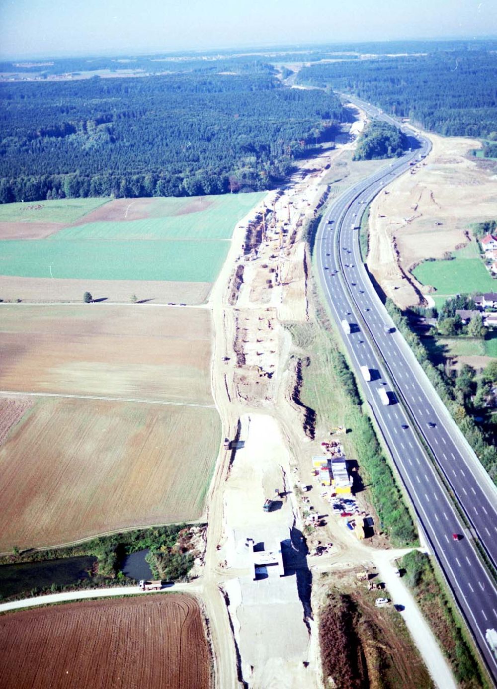 Stammham from the bird's eye view: 30.09.2002 Bau der ICE Strecke zwischen Nürnberg und Ingoldstadt in Bayern