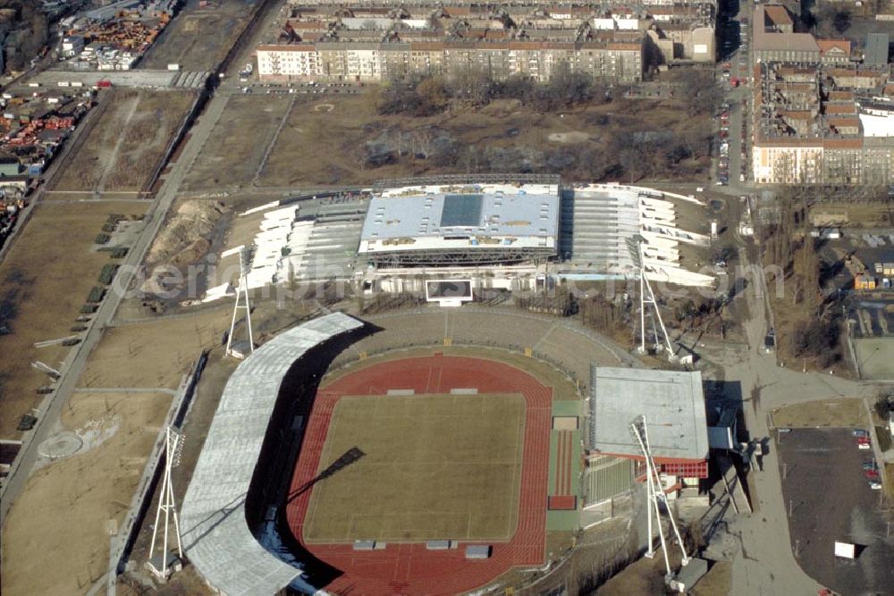 Aerial image Berlin - Prenzlauerberg - Bau des Jahn-Sport-Parks in Berlin - Prenzlauerberg in 1995