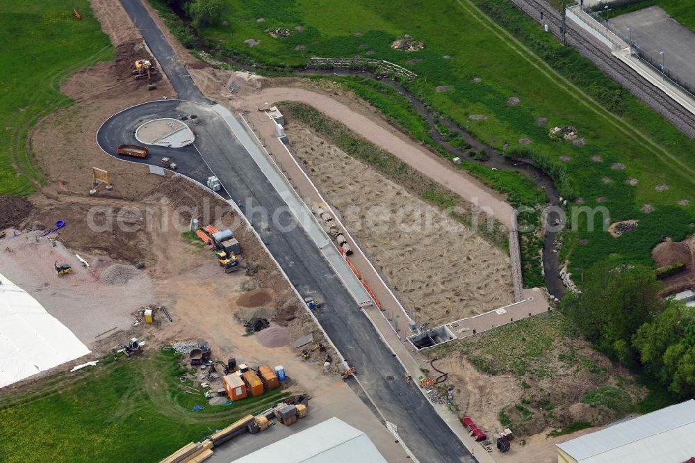 Schopfheim from the bird's eye view: Renaturation of the canalised Schlierbach and construction of a settling basin with Drainage System in Schopfheim in the state Baden-Wurttemberg, Germany