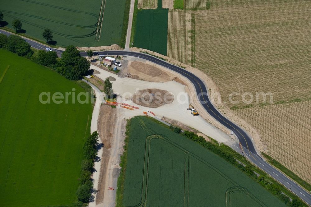 Aerial image Gleichen - Construction of traffic management of the roundabout in Gleichen in the state Lower Saxony