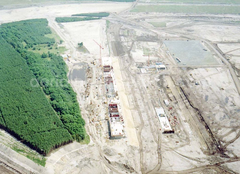 Aerial image Klettwitz bei Schwarzheide / Brandenburg - Bau des Lausitzringes an der Autobahn Berlin - Dresden bei Klettwitz in Brandenburg.