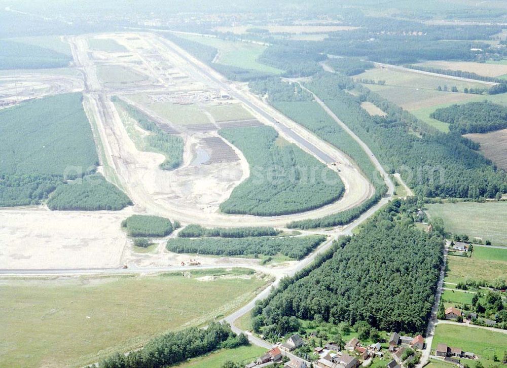 Klettwitz bei Schwarzheide / Brandenburg from above - Bau des Lausitzringes an der Autobahn Berlin - Dresden bei Klettwitz in Brandenburg.