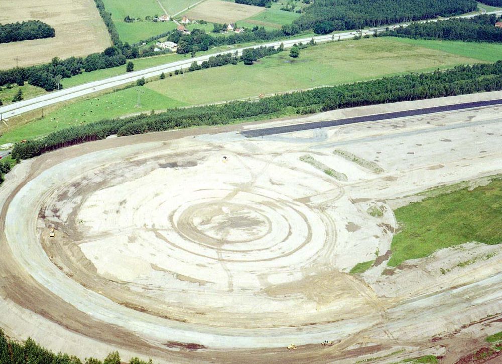 Aerial photograph Klettwitz bei Schwarzheide / Brandenburg - Bau des Lausitzringes an der Autobahn Berlin - Dresden bei Klettwitz in Brandenburg.