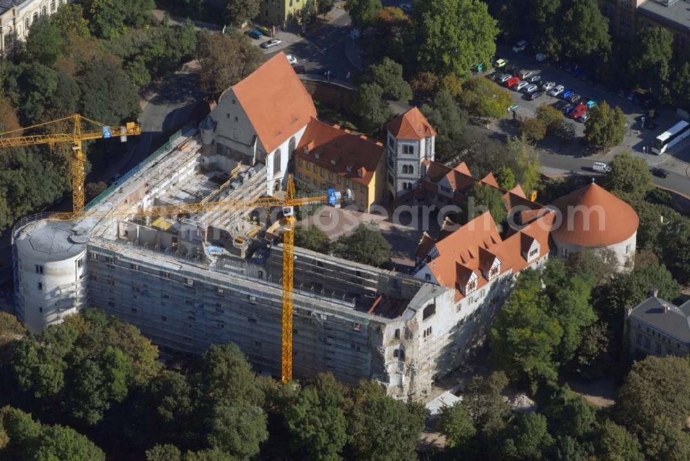 Halle from above - Blick auf Schloss Moritzburg am Schlossberg in Halle, das zur Zeit restauriert wird (Kontakt Stiftung Moritzburg: Friedemann-Bach-Platz 5, D-06108 Halle (Saale), Telefon: 0345-21259-0, Telefax: 0345-2029990, poststelle@moritzburg.lsa-net.de)