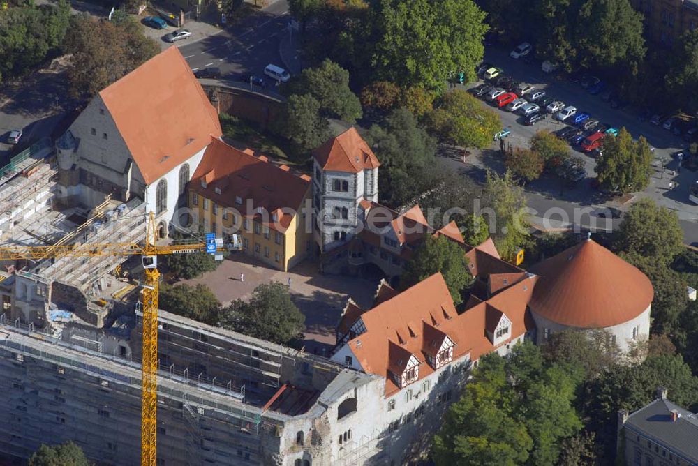 Halle from the bird's eye view: Blick auf Schloss Moritzburg am Schlossberg in Halle, das zur Zeit restauriert wird (Kontakt Stiftung Moritzburg: Friedemann-Bach-Platz 5, D-06108 Halle (Saale), Telefon: 0345-21259-0, Telefax: 0345-2029990, poststelle@moritzburg.lsa-net.de)