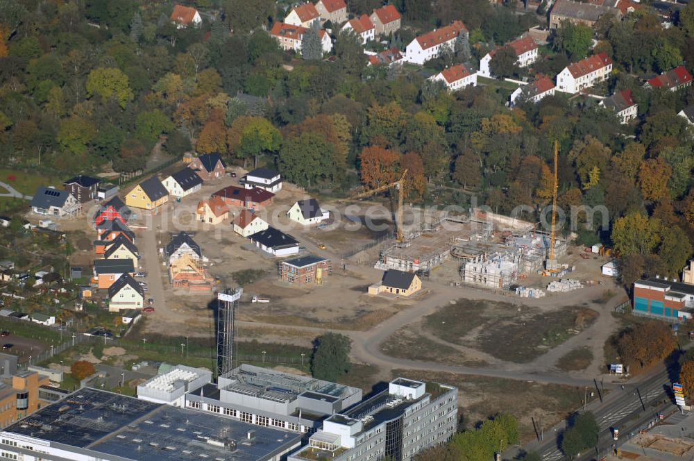 Aerial photograph Magdeburg - Bau eines Neubaugebietes an der Lübecker Straße und Insleber Straße im Magdeburger Bezirk Alte Neustadt.