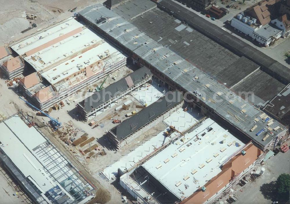 Aerial image Dresden / Sachs. - Bau der Neue Messe - ein Projekt der HVB-Immobilien AG auf dem Ostragehege (Gelände des Alten Schlachthofes) in Dresden. Generalunternehmer: HOCHTIEF AG.