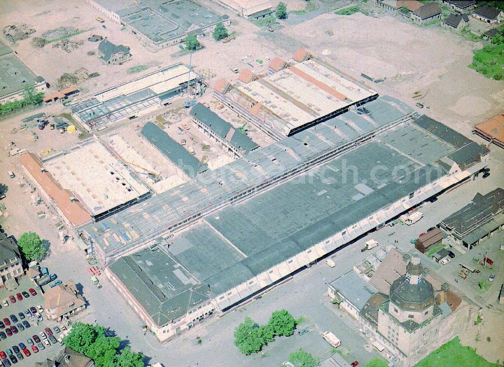 Aerial photograph Dresden / Sachs. - Bau der Neue Messe - ein Projekt der HVB-Immobilien AG auf dem Ostragehege (Gelände des Alten Schlachthofes) in Dresden. Generalunternehmer: HOCHTIEF AG.