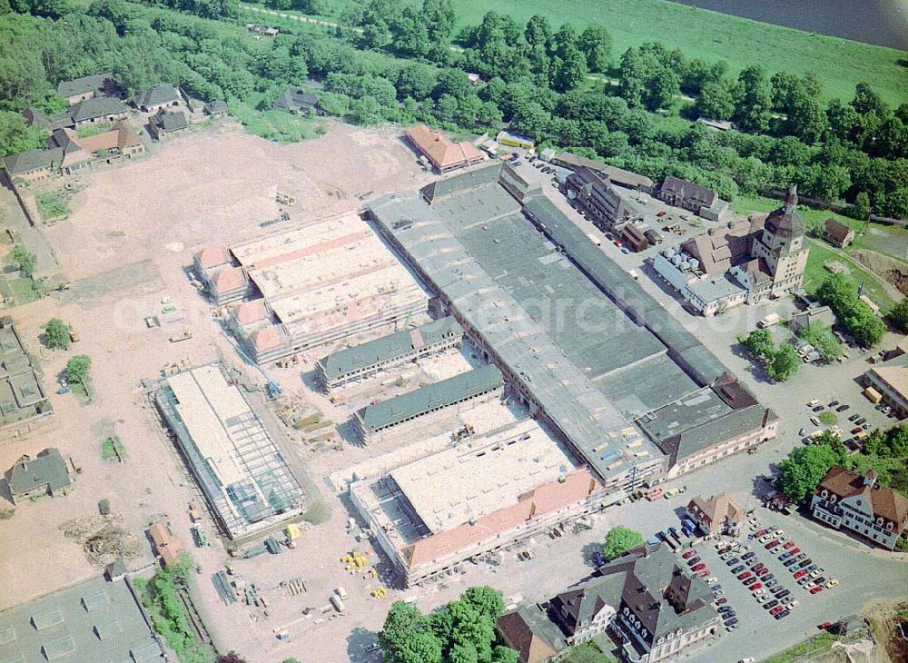 Aerial image Dresden / Sachs. - Bau der Neue Messe - ein Projekt der HVB-Immobilien AG auf dem Ostragehege (Gelände des Alten Schlachthofes) in Dresden. Generalunternehmer: HOCHTIEF AG.