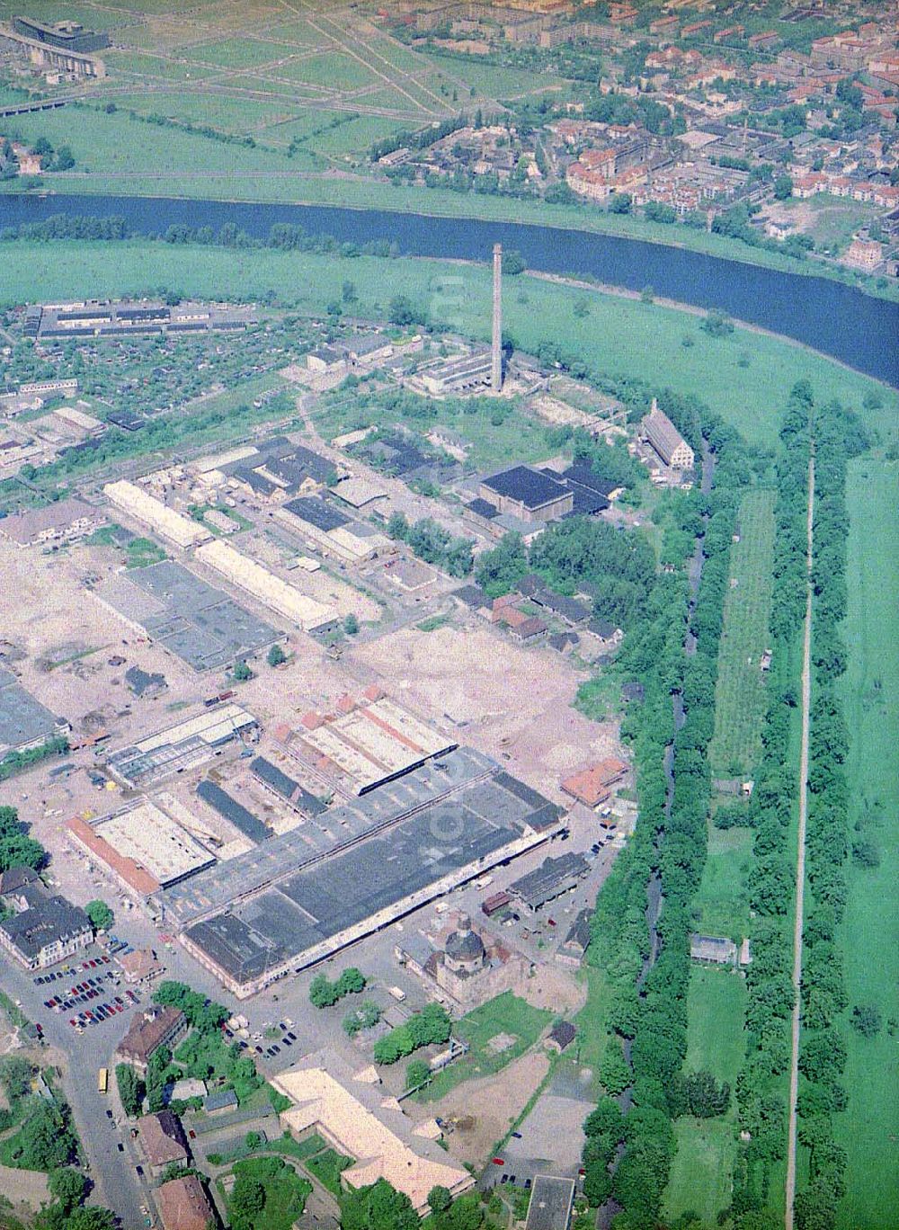 Dresden / Sachs. from above - Bau der Neue Messe - ein Projekt der HVB-Immobilien AG auf dem Ostragehege (Gelände des Alten Schlachthofes) in Dresden. Generalunternehmer: HOCHTIEF AG.