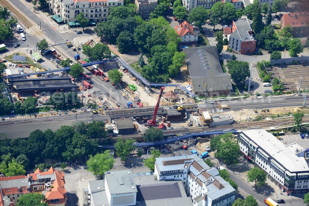 Aerial image Berlin - Construction of new railway bridge over the Treskowallee at Berlin- Karlshorst