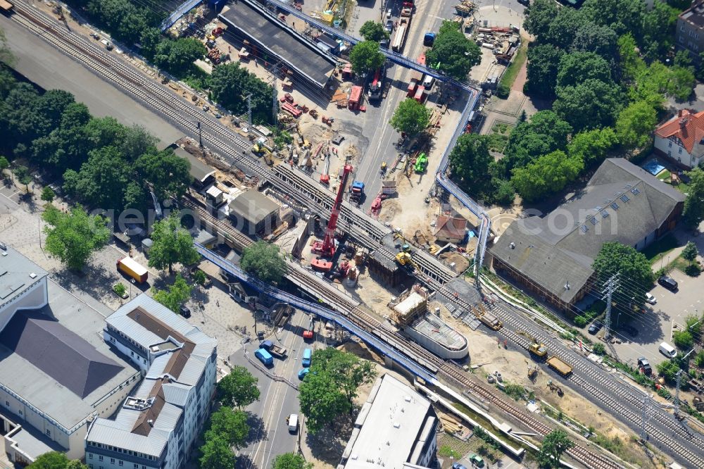 Aerial image Berlin - Construction of new railway bridge over the Treskowallee at Berlin- Karlshorst