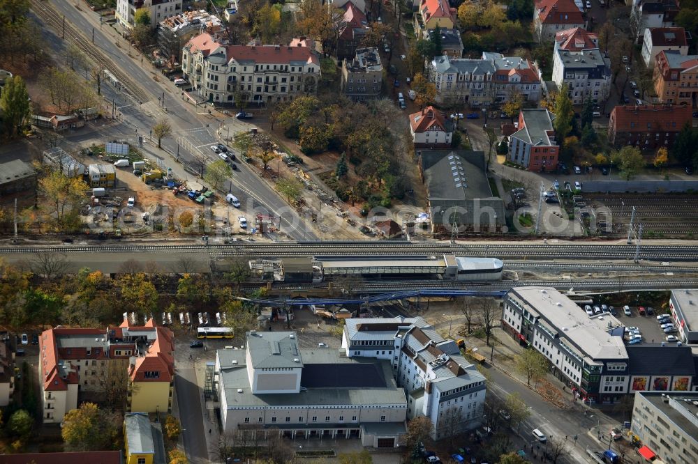 Aerial image Berlin - Construction of new railway bridge over the Treskowallee at Berlin- Karlshorst