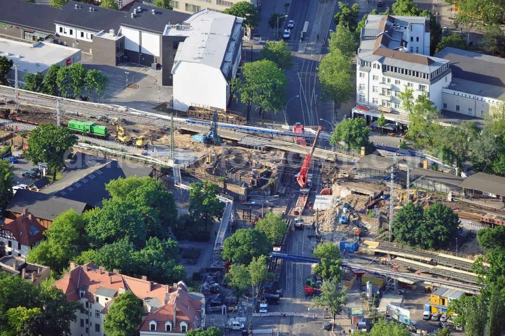 Aerial image Berlin - Construction of new railway bridge over the Treskowallee at Berlin- Karlshorst