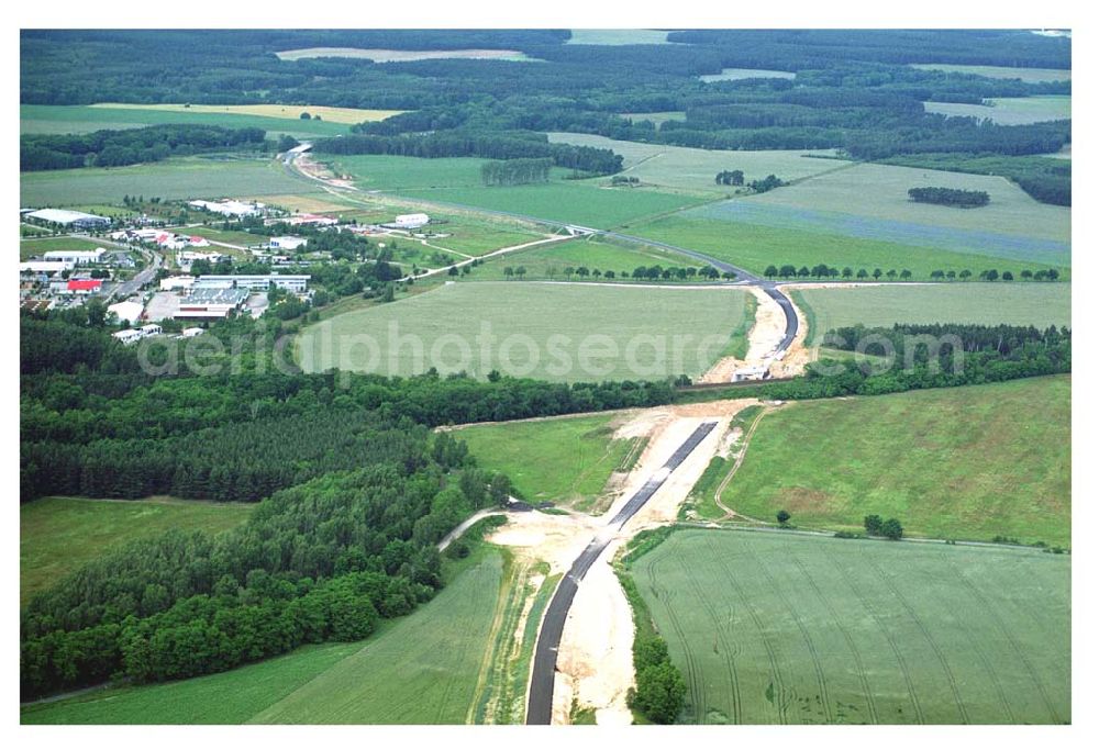 Belzig / BRB from the bird's eye view: Bau der Ortsumfahrung Belzig durch die Schälerbau Berlin GmbH