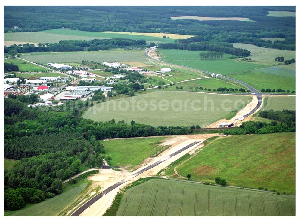 Aerial photograph Belzig / BRB - Bau der Ortsumfahrung Belzig durch die Schälerbau Berlin GmbH