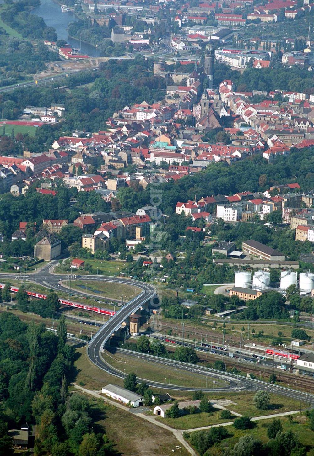 Aerial image Wittenberg (Sachsen-Anhalt) - Bau der Ortsumgehungsstraße B2 / B 187 südöstlich in Wittenberg an der Elbe. Projektsteuerung: Schüßler-Plan Ingenieurgesellschaft für Bau- und Verkehrswegeplanung mbH.