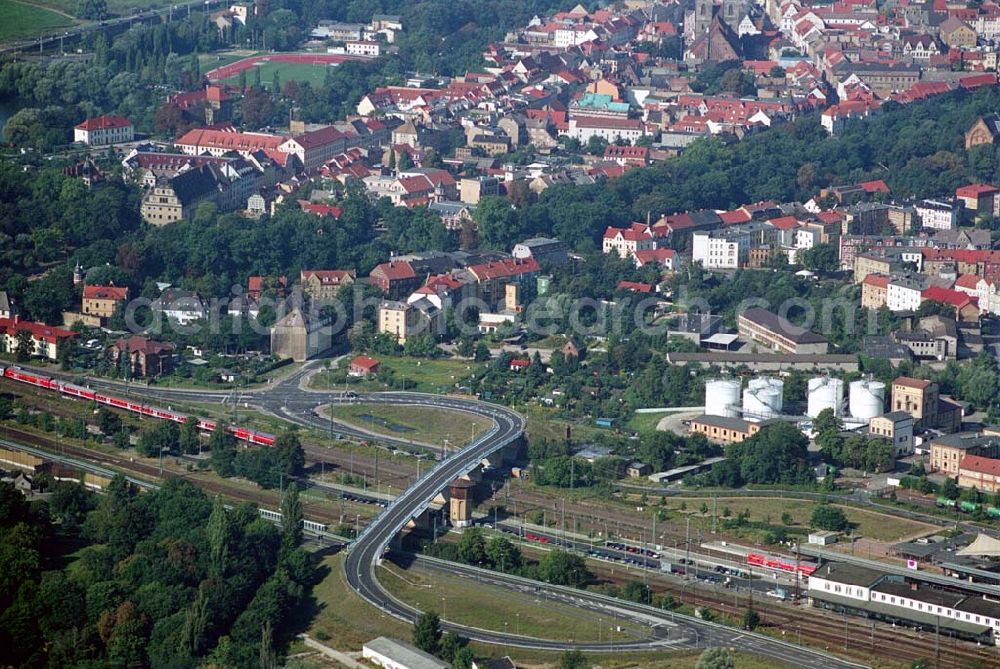 Aerial photograph Wittenberg (Sachsen-Anhalt) - Bau der Ortsumgehungsstraße B2 / B 187 südöstlich in Wittenberg an der Elbe. Projektsteuerung: Schüßler-Plan Ingenieurgesellschaft für Bau- und Verkehrswegeplanung mbH.