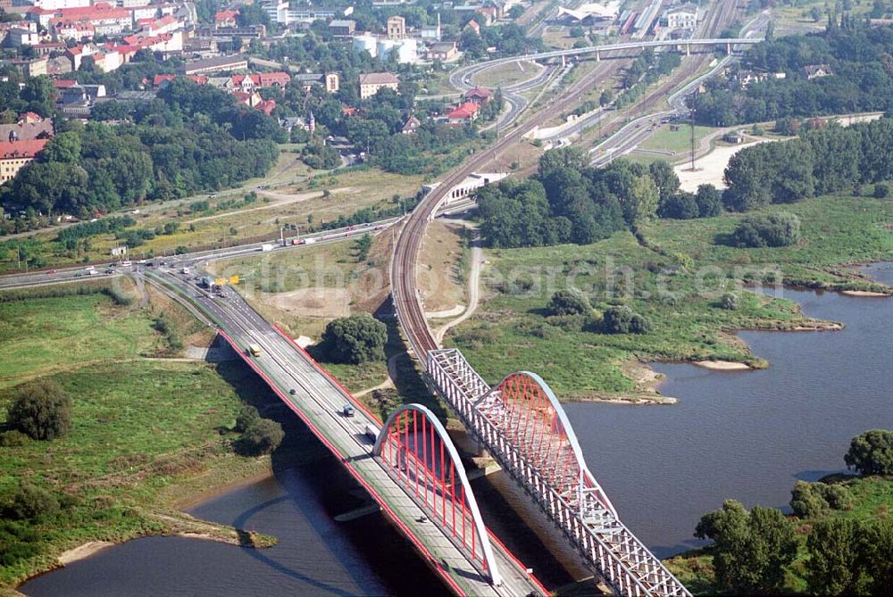 Aerial photograph Wittenberg (Sachsen-Anhalt) - Bau der Ortsumgehungsstraße B2 / B 187 südöstlich in Wittenberg an der Elbe. Projektsteuerung: Schüßler-Plan Ingenieurgesellschaft für Bau- und Verkehrswegeplanung mbH.