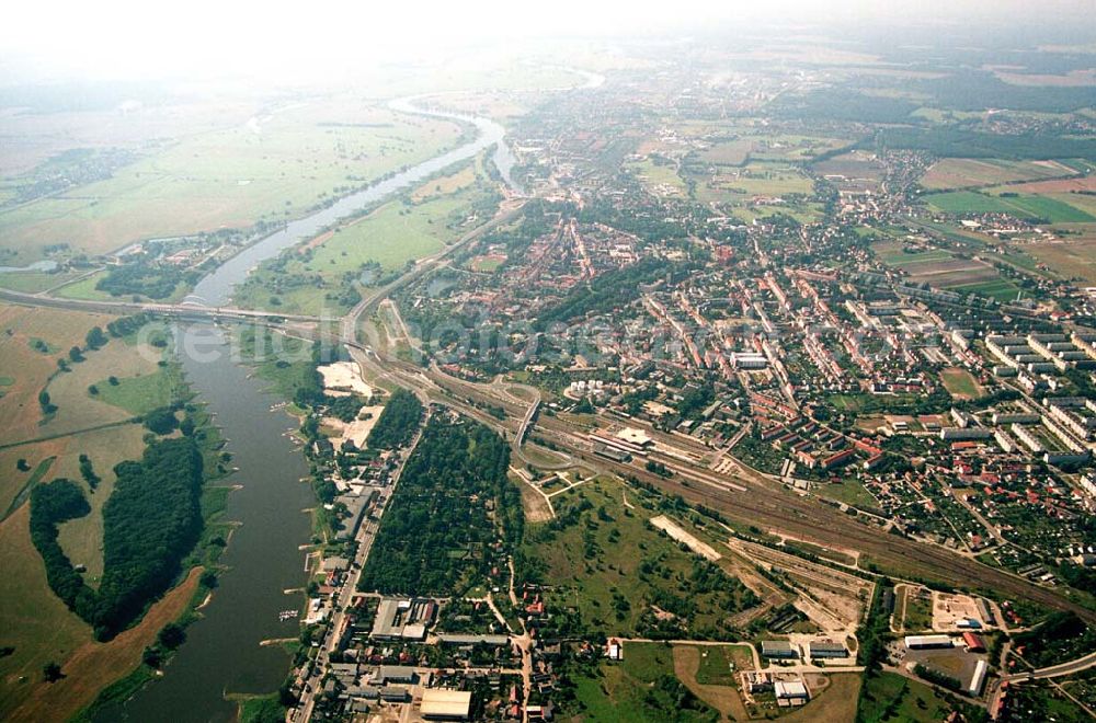 Wittenberg (Sachsen-Anhalt) from above - Bau der Ortsumgehungsstraße B2 / B 187 südöstlich in Wittenberg an der Elbe. Projektsteuerung: Schüßler-Plan Ingenieurgesellschaft für Bau- und Verkehrswegeplanung mbH.