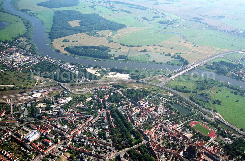 Aerial image Wittenberg (Sachsen-Anhalt) - Bau der Ortsumgehungsstraße B2 / B 187 südöstlich in Wittenberg an der Elbe. Projektsteuerung: Schüßler-Plan Ingenieurgesellschaft für Bau- und Verkehrswegeplanung mbH.