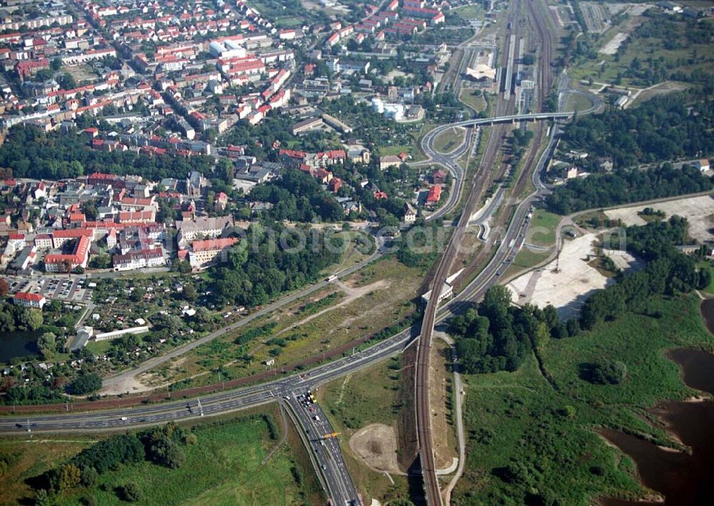 Aerial image Wittenberg (Sachsen-Anhalt) - Bau der Ortsumgehungsstraße B2 / B 187 südöstlich in Wittenberg an der Elbe. Projektsteuerung: Schüßler-Plan Ingenieurgesellschaft für Bau- und Verkehrswegeplanung mbH.