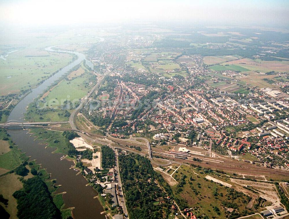 Wittenberg (Sachsen-Anhalt) from above - Bau der Ortsumgehungsstraße B2 / B 187 südöstlich in Wittenberg an der Elbe. Projektsteuerung: Schüßler-Plan Ingenieurgesellschaft für Bau- und Verkehrswegeplanung mbH.