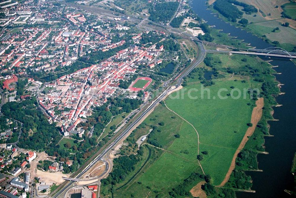 Aerial image Wittenberg (Sachsen-Anhalt) - Bau der Ortsumgehungsstraße B2 / B 187 südöstlich in Wittenberg an der Elbe. Projektsteuerung: Schüßler-Plan Ingenieurgesellschaft für Bau- und Verkehrswegeplanung mbH.