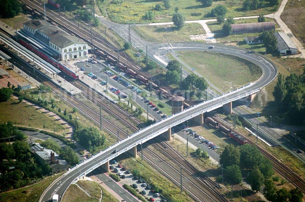 Wittenberg (Sachsen-Anhalt) from the bird's eye view: Bau der Ortsumgehungsstraße B2 / B 187 südöstlich in Wittenberg an der Elbe. Projektsteuerung: Schüßler-Plan Ingenieurgesellschaft für Bau- und Verkehrswegeplanung mbH.