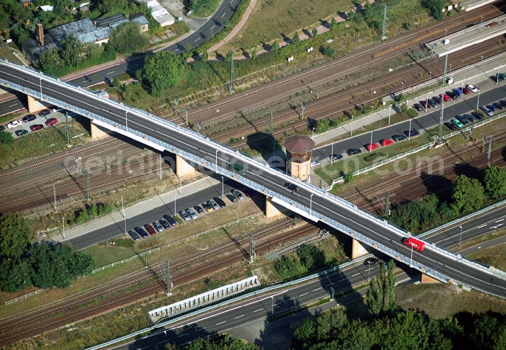 Wittenberg (Sachsen-Anhalt) from above - Bau der Ortsumgehungsstraße B2 / B 187 südöstlich in Wittenberg an der Elbe. Projektsteuerung: Schüßler-Plan Ingenieurgesellschaft für Bau- und Verkehrswegeplanung mbH.