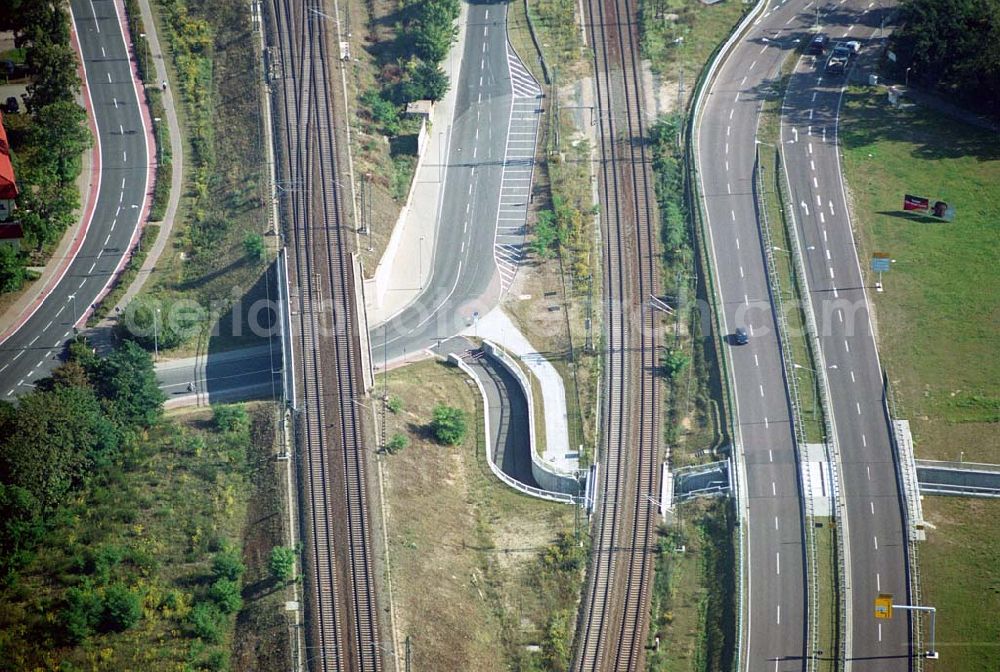 Wittenberg (Sachsen-Anhalt) from the bird's eye view: Bau der Ortsumgehungsstraße B2 / B 187 südöstlich in Wittenberg an der Elbe. Projektsteuerung: Schüßler-Plan Ingenieurgesellschaft für Bau- und Verkehrswegeplanung mbH.