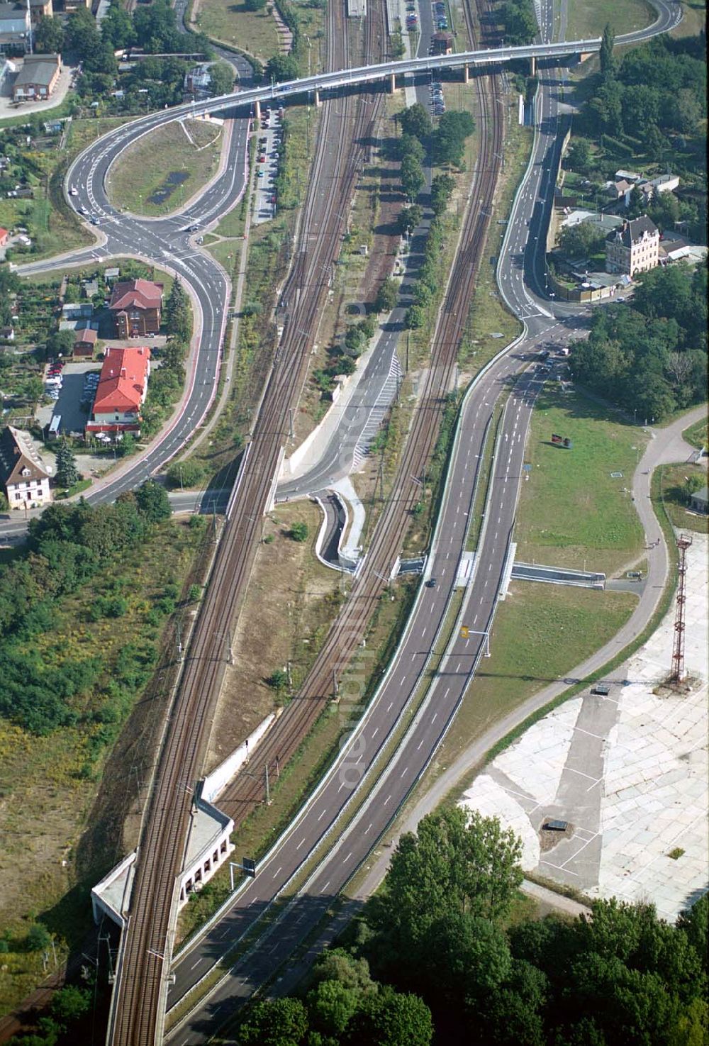 Aerial image Wittenberg (Sachsen-Anhalt) - Bau der Ortsumgehungsstraße B2 / B 187 südöstlich in Wittenberg an der Elbe. Projektsteuerung: Schüßler-Plan Ingenieurgesellschaft für Bau- und Verkehrswegeplanung mbH.