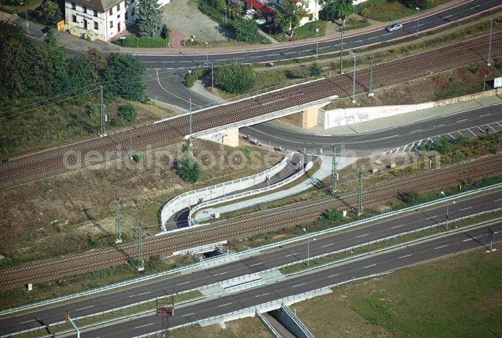 Aerial photograph Wittenberg (Sachsen-Anhalt) - Bau der Ortsumgehungsstraße B2 / B 187 südöstlich in Wittenberg an der Elbe. Projektsteuerung: Schüßler-Plan Ingenieurgesellschaft für Bau- und Verkehrswegeplanung mbH.