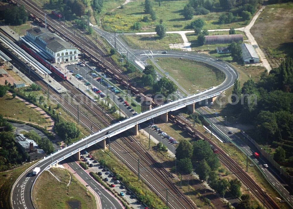 Wittenberg (Sachsen-Anhalt) from above - Bau der Ortsumgehungsstraße B2 / B 187 südöstlich in Wittenberg an der Elbe. Projektsteuerung: Schüßler-Plan Ingenieurgesellschaft für Bau- und Verkehrswegeplanung mbH.