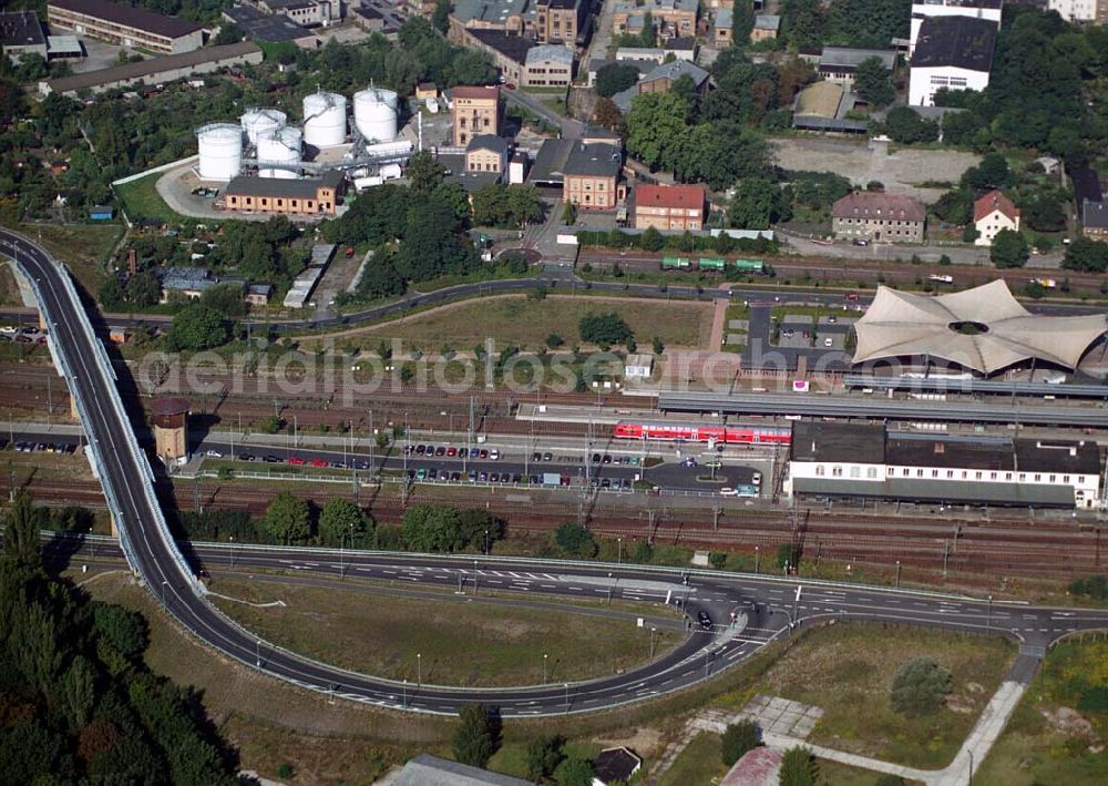 Wittenberg (Sachsen-Anhalt) from the bird's eye view: Bau der Ortsumgehungsstraße B2 / B 187 südöstlich in Wittenberg an der Elbe. Projektsteuerung: Schüßler-Plan Ingenieurgesellschaft für Bau- und Verkehrswegeplanung mbH.