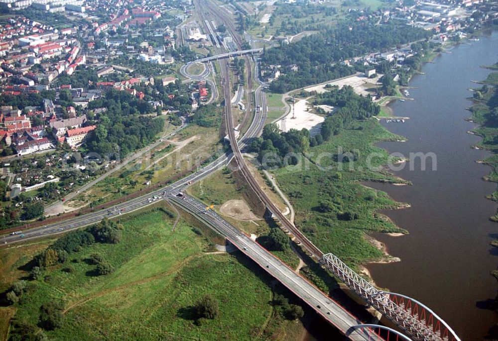 Aerial photograph Wittenberg (Sachsen-Anhalt) - Bau der Ortsumgehungsstraße B2 / B 187 südöstlich in Wittenberg an der Elbe. Projektsteuerung: Schüßler-Plan Ingenieurgesellschaft für Bau- und Verkehrswegeplanung mbH.