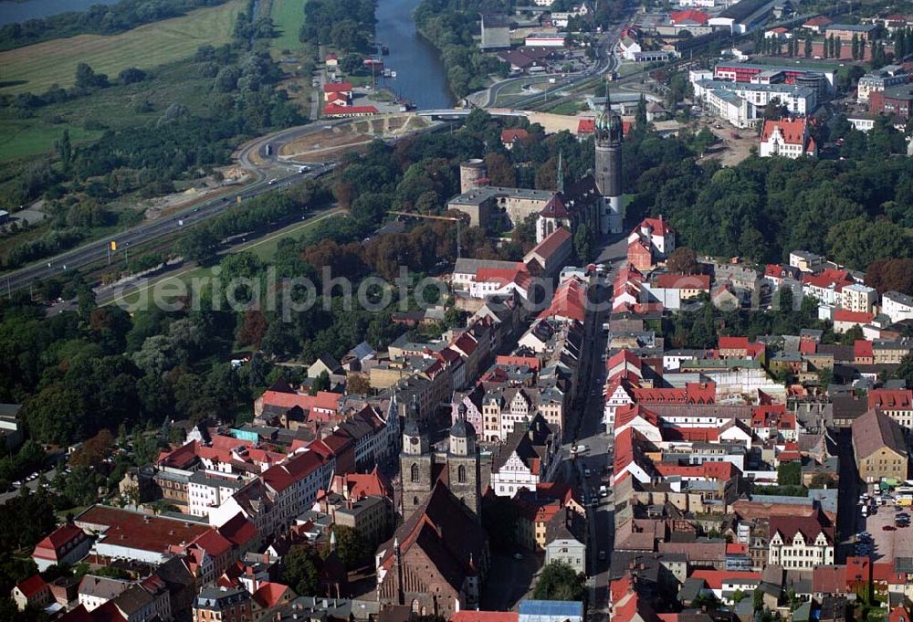 Wittenberg (Sachsen-Anhalt) from the bird's eye view: Bau der Ortsumgehungsstraße B2 / B 187 südöstlich in Wittenberg an der Elbe. Projektsteuerung: Schüßler-Plan Ingenieurgesellschaft für Bau- und Verkehrswegeplanung mbH.