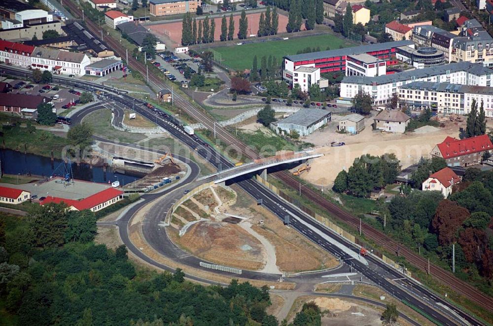 Aerial photograph Wittenberg (Sachsen-Anhalt) - Bau der Ortsumgehungsstraße B2 / B 187 südöstlich in Wittenberg an der Elbe. Projektsteuerung: Schüßler-Plan Ingenieurgesellschaft für Bau- und Verkehrswegeplanung mbH.