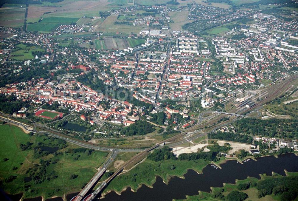 Wittenberg (Sachsen-Anhalt) from the bird's eye view: Bau der Ortsumgehungsstraße B2 / B 187 südöstlich in Wittenberg an der Elbe. Projektsteuerung: Schüßler-Plan Ingenieurgesellschaft für Bau- und Verkehrswegeplanung mbH.