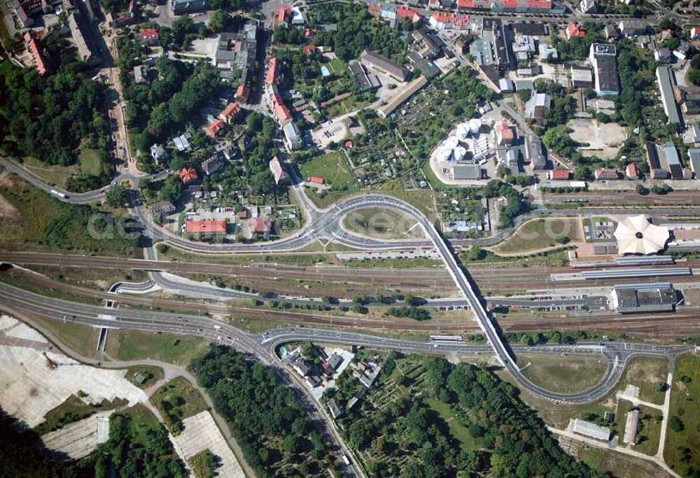 Wittenberg (Sachsen-Anhalt) from above - Bau der Ortsumgehungsstraße B2 / B 187 südöstlich in Wittenberg an der Elbe. Projektsteuerung: Schüßler-Plan Ingenieurgesellschaft für Bau- und Verkehrswegeplanung mbH.