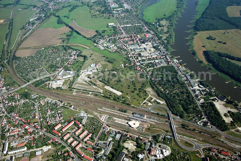 Wittenberg (Sachsen-Anhalt) from the bird's eye view: Bau der Ortsumgehungsstraße B2 / B 187 südöstlich in Wittenberg an der Elbe. Projektsteuerung: Schüßler-Plan Ingenieurgesellschaft für Bau- und Verkehrswegeplanung mbH.