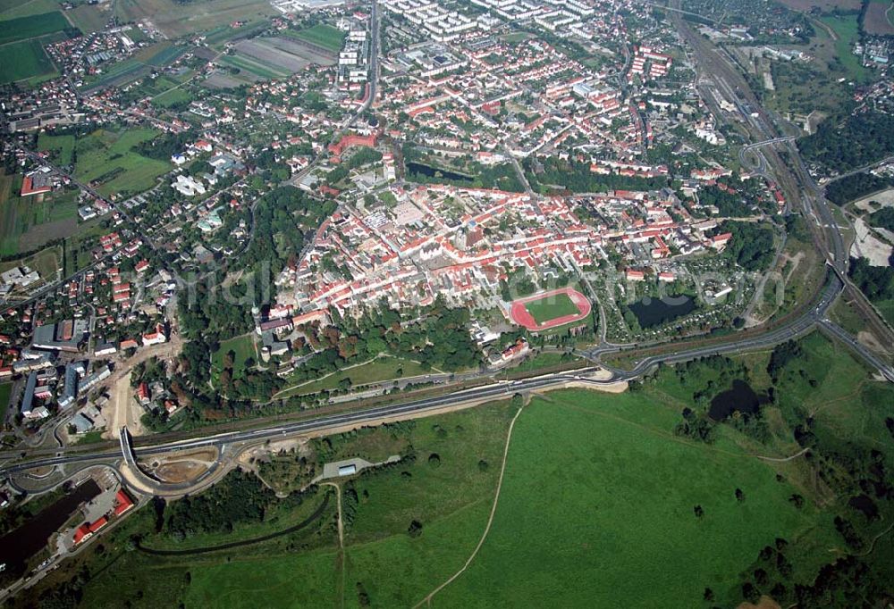 Aerial image Wittenberg (Sachsen-Anhalt) - Bau der Ortsumgehungsstraße B2 / B 187 südöstlich in Wittenberg an der Elbe. Projektsteuerung: Schüßler-Plan Ingenieurgesellschaft für Bau- und Verkehrswegeplanung mbH.