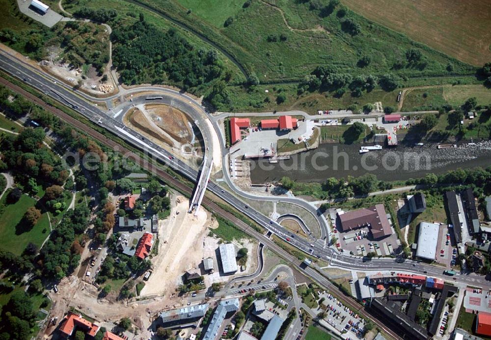 Aerial photograph Wittenberg (Sachsen-Anhalt) - Bau der Ortsumgehungsstraße B2 / B 187 südöstlich in Wittenberg an der Elbe. Projektsteuerung: Schüßler-Plan Ingenieurgesellschaft für Bau- und Verkehrswegeplanung mbH.