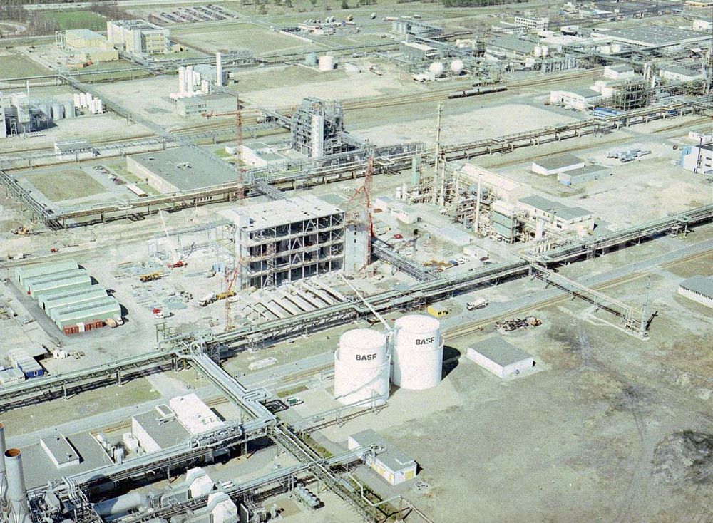 Schwarzheide / Brandenburg from above - Bau einer Pflanzenschutzmittelanlage auf dem Gelände der BASF - Schwarzheide GmbH