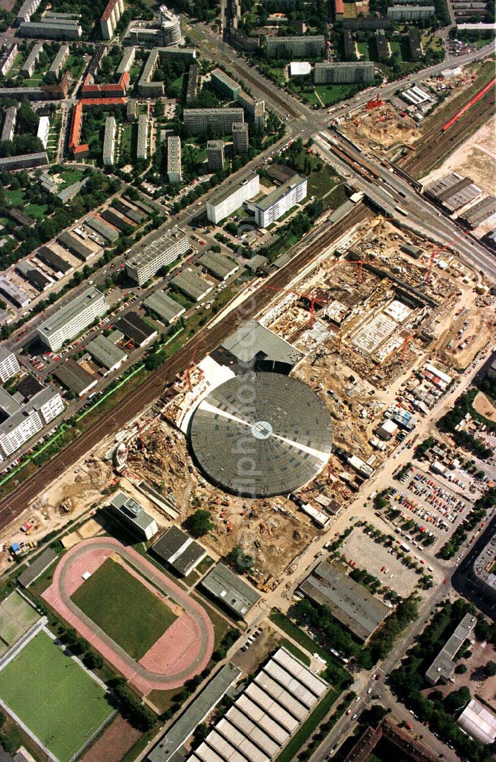 Aerial photograph Berlin - Bau Radsporthalle Landsberger Allee