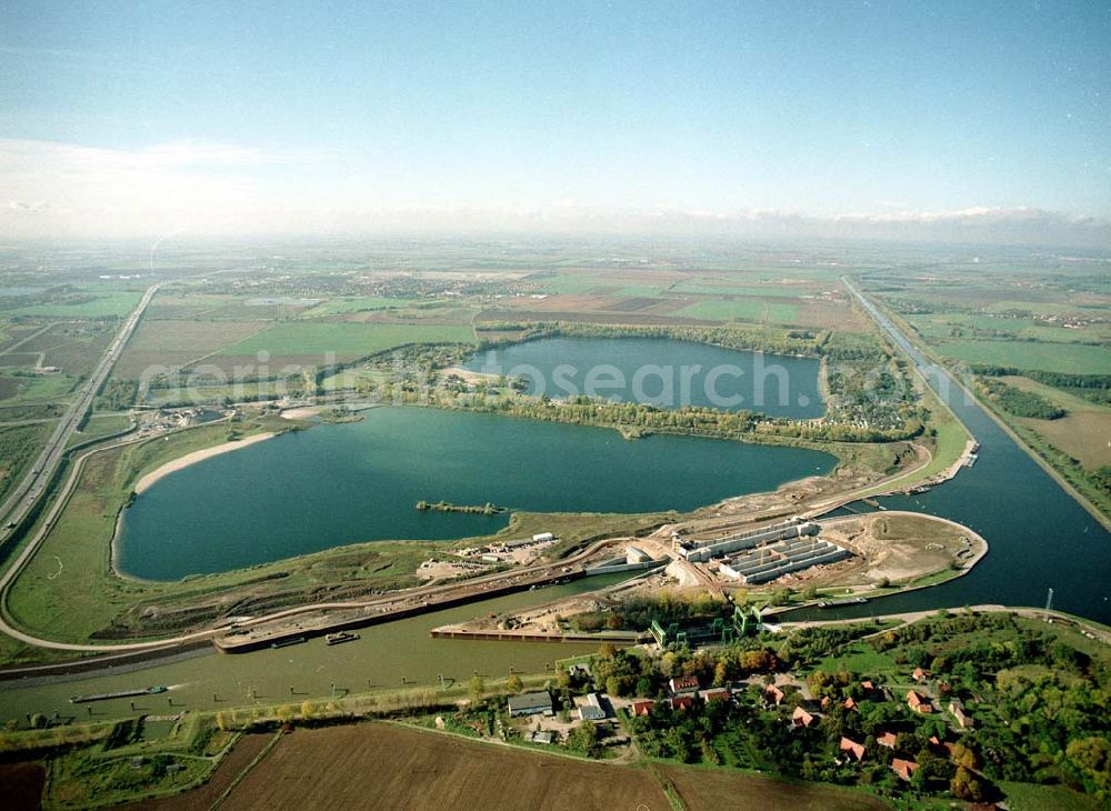 Aerial image Rothensee - Bau der Schleuse Rothensee am Schiffshebewerk Rothensee am Wasserstraßenkreuz Magdeburg.